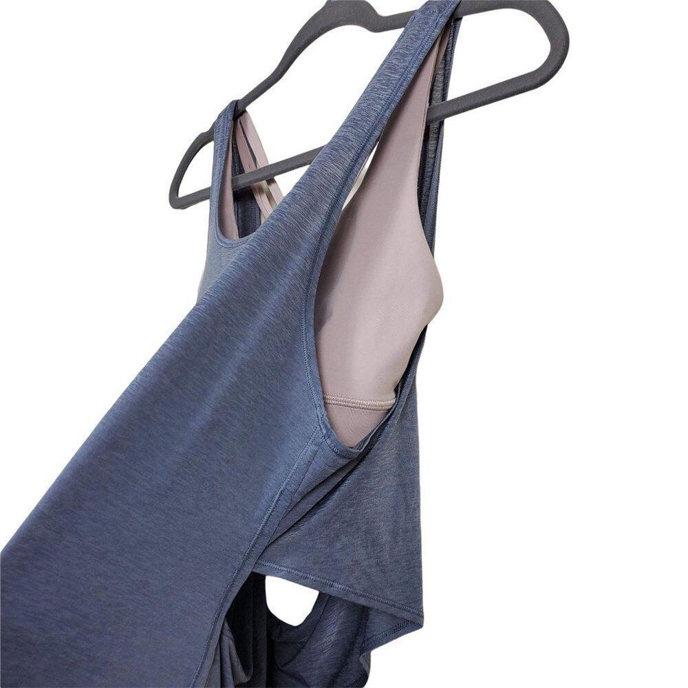 Lululemon Athletica Tank Top Built In Bra Women Size 6 Gray Beige Wrap Back - Picture 3 of 8